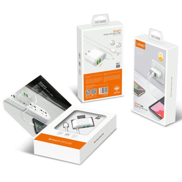 CARGADOR LDNIO V8 / TIPO C / IPHONE CAJA BLANCA