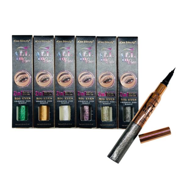 DELINEADOR DOBLE NEGRO - GLITTER KISS BEAUTY