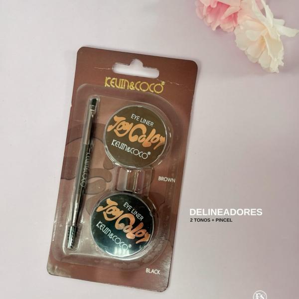 SET DE DELINEADOR NEGRO EN CREMA Y POMADA PARA CEJAS KEVIN Y COCO