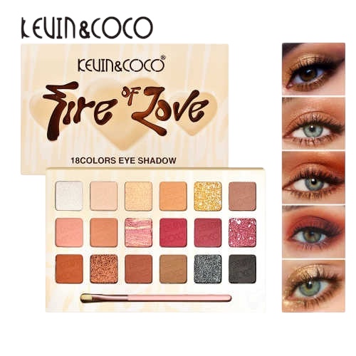 PALETA DE SOMBRAS FIRE LOVE 18 TONOS KEVIN Y COCO