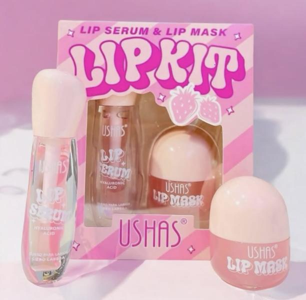 KIT LABIAL SERUM Y MASCARILLA DE ACIDO HIALURONICO Y FRESA USHAS