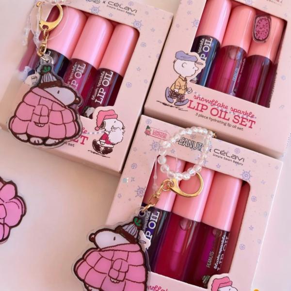 TRIO DE LIP OILS SPARKLE SNOOPY CELAVI