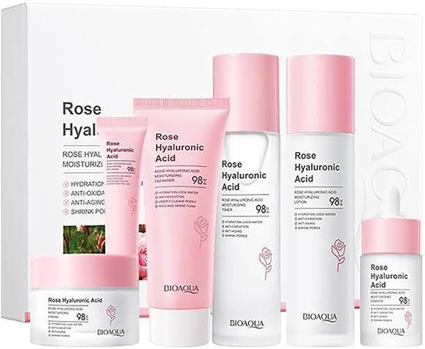 KIT SKIN CARE COMPLETO DE ACIDO HIALURONICO Y ROSAS BIOAQUA